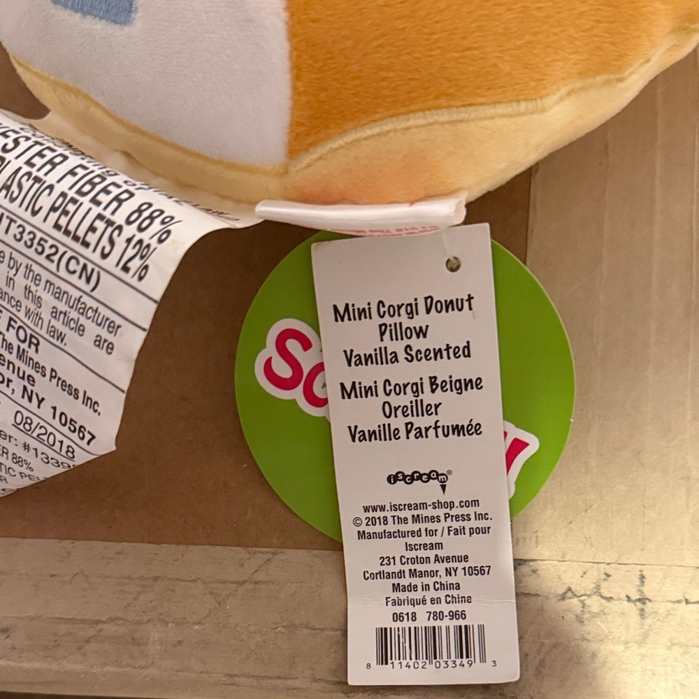 NWT Corgi Donut Plush Vanilla Scented - Picture 2 of 3